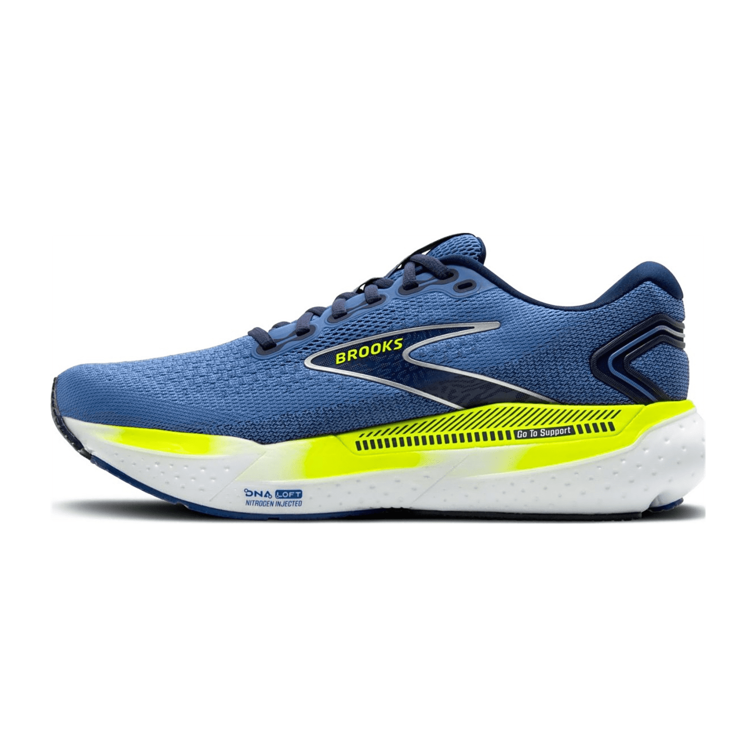 Brooks Glycerin GTS 21 Men's Running Shoes - Blue, Lace-Up Closure, Textile Lining, Rubber Outsole