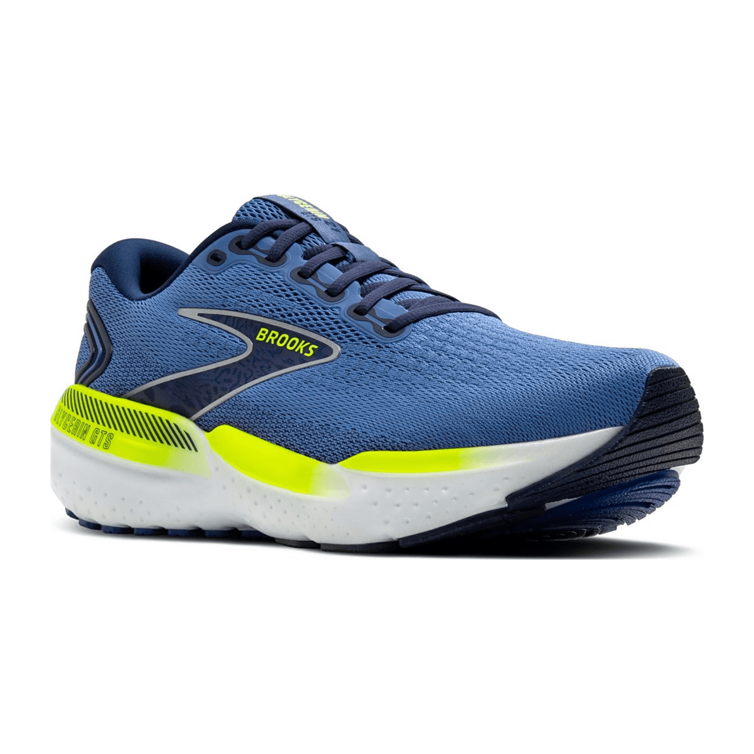 Brooks Glycerin GTS 21 Men's Running Shoes - Blue, Lace-Up Closure, Textile Lining, Rubber Outsole