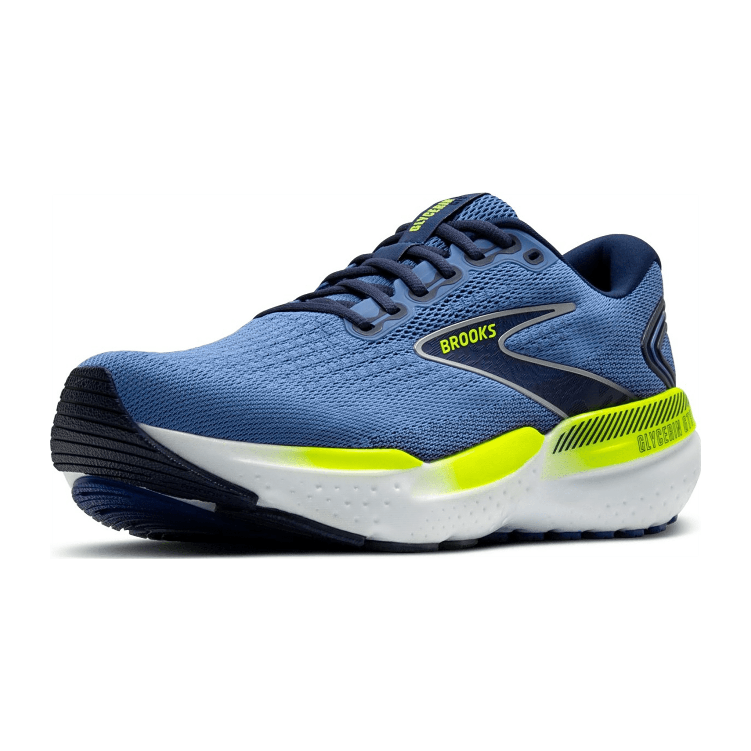 Brooks Glycerin GTS 21 Men's Running Shoes - Blue, Lace-Up Closure, Textile Lining, Rubber Outsole