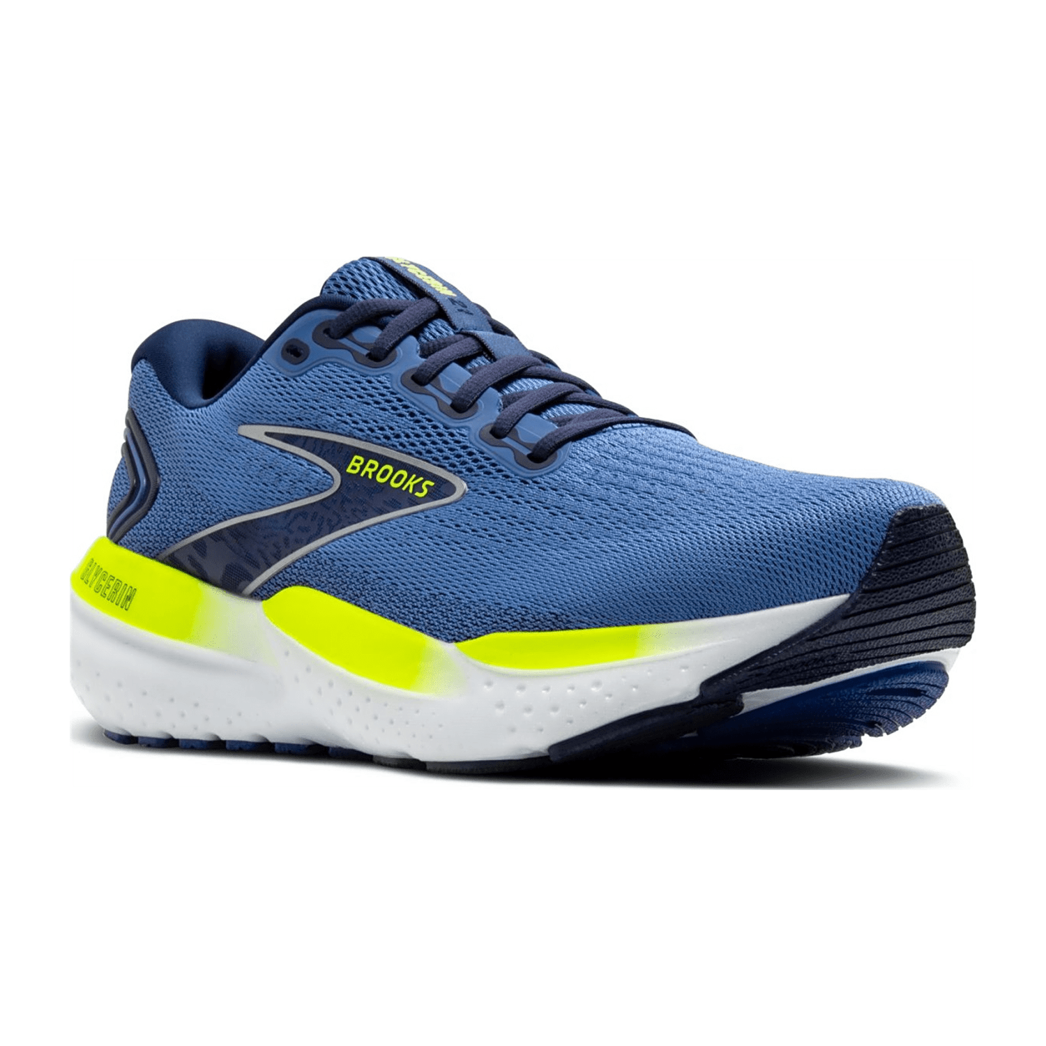 Brooks Glycerin 21 Men's Running Shoes in Peacoat Blue & Lemon Yellow, Textile Upper, Rubber Sole