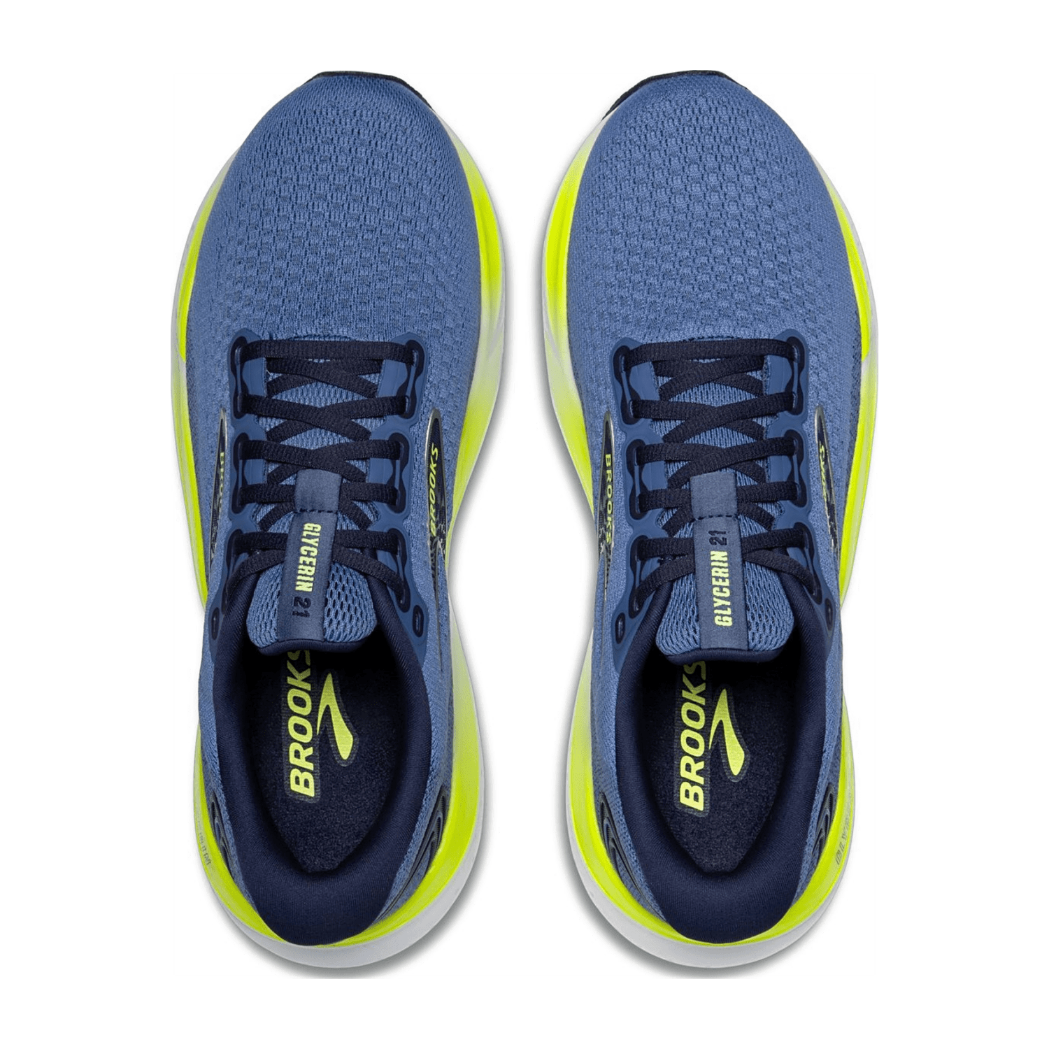 Brooks Glycerin 21 Men's Running Shoes in Peacoat Blue & Lemon Yellow, Textile Upper, Rubber Sole
