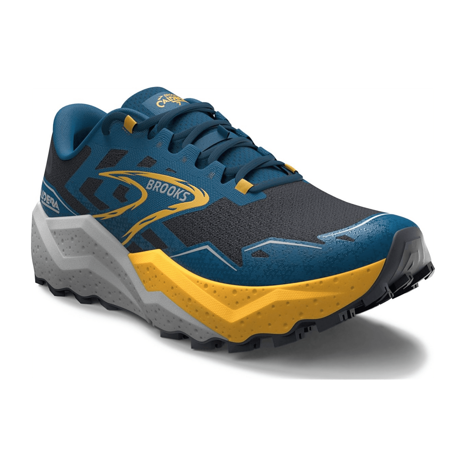 Brooks Caldera 7 Men's Running Shoes in Grey, Lace-Up Closure, Breathable Mesh Upper with Cotton-Blend Textile Lining, Durable Rubber Outsole