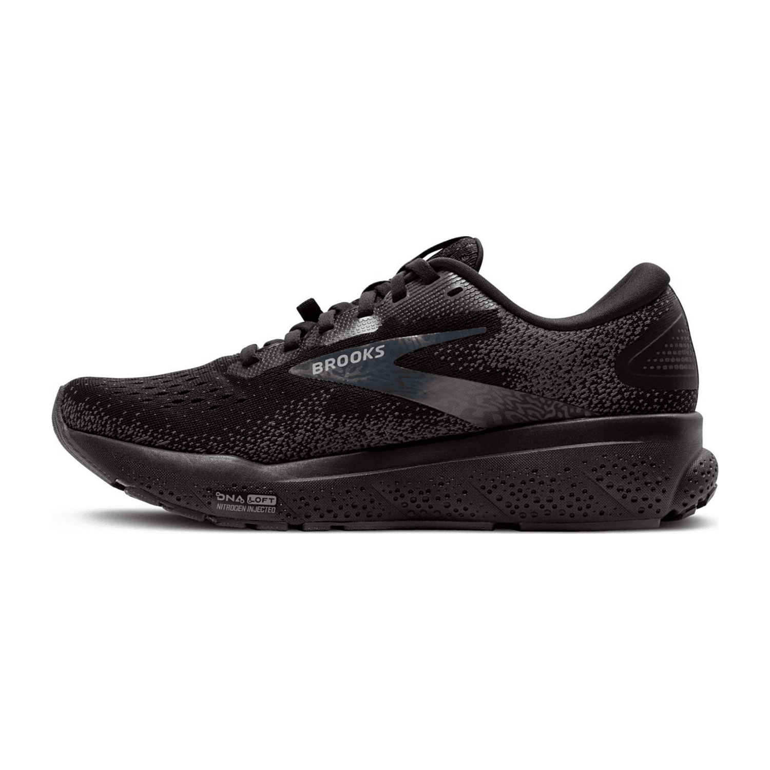 Brooks Women's Ghost 16 GTX Running Shoes Black Synthetic Textile Lace-Up Round Toe Rubber Sole