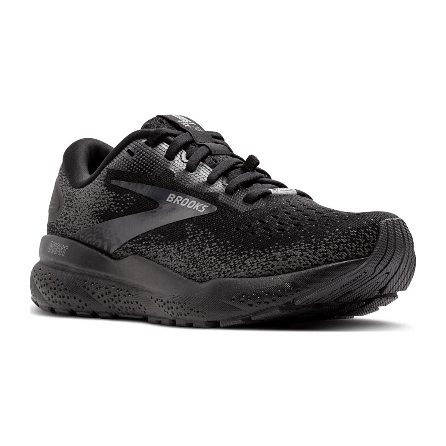 Brooks Women's Ghost 16 GTX Running Shoes Black Synthetic Textile Lace-Up Round Toe Rubber Sole