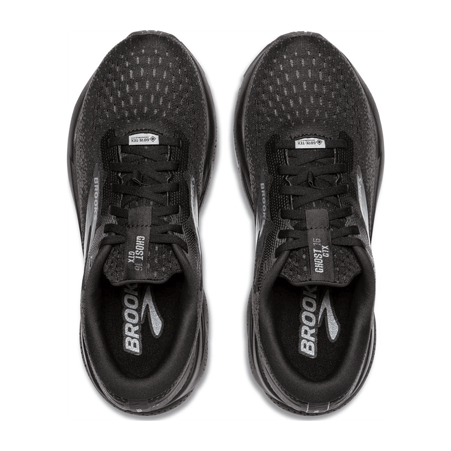 Brooks Women's Ghost 16 GTX Running Shoes Black Synthetic Textile Lace-Up Round Toe Rubber Sole