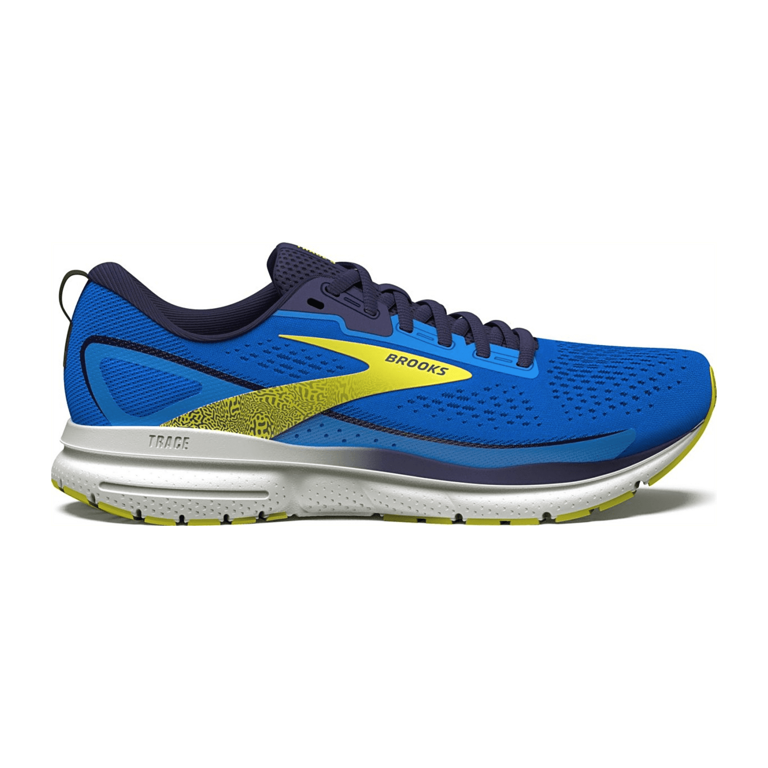 Brooks Trace 3 Men's Sneaker Lace-Up Shoes in Electric Blue, Navy, Lemon Yellow, Cotton