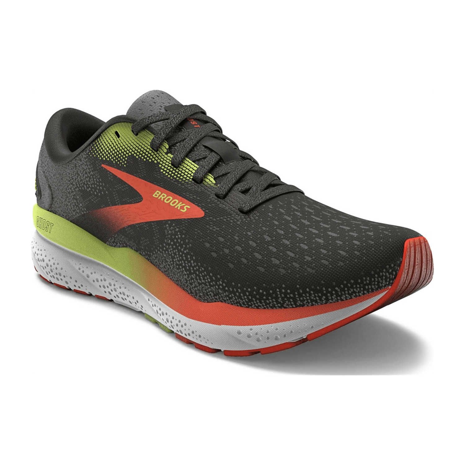 Brooks Ghost 16 Men's Running Shoes in Black/Mandarin/Green