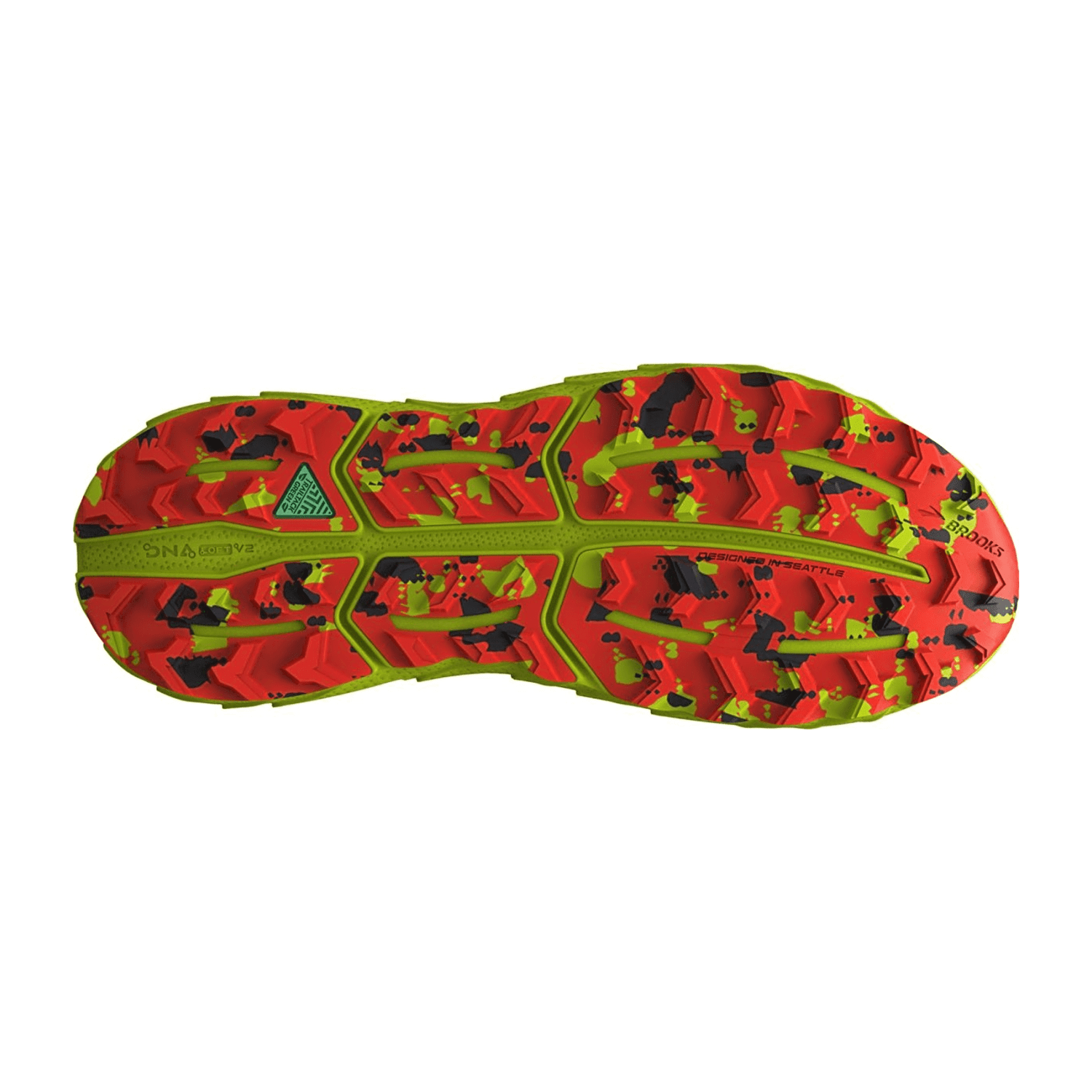 Brooks Cascadia 18 Men's Trail Running Shoes - Cherry Tomato, Lime, Black - Synthetic Textile Upper, Rubber Outsole