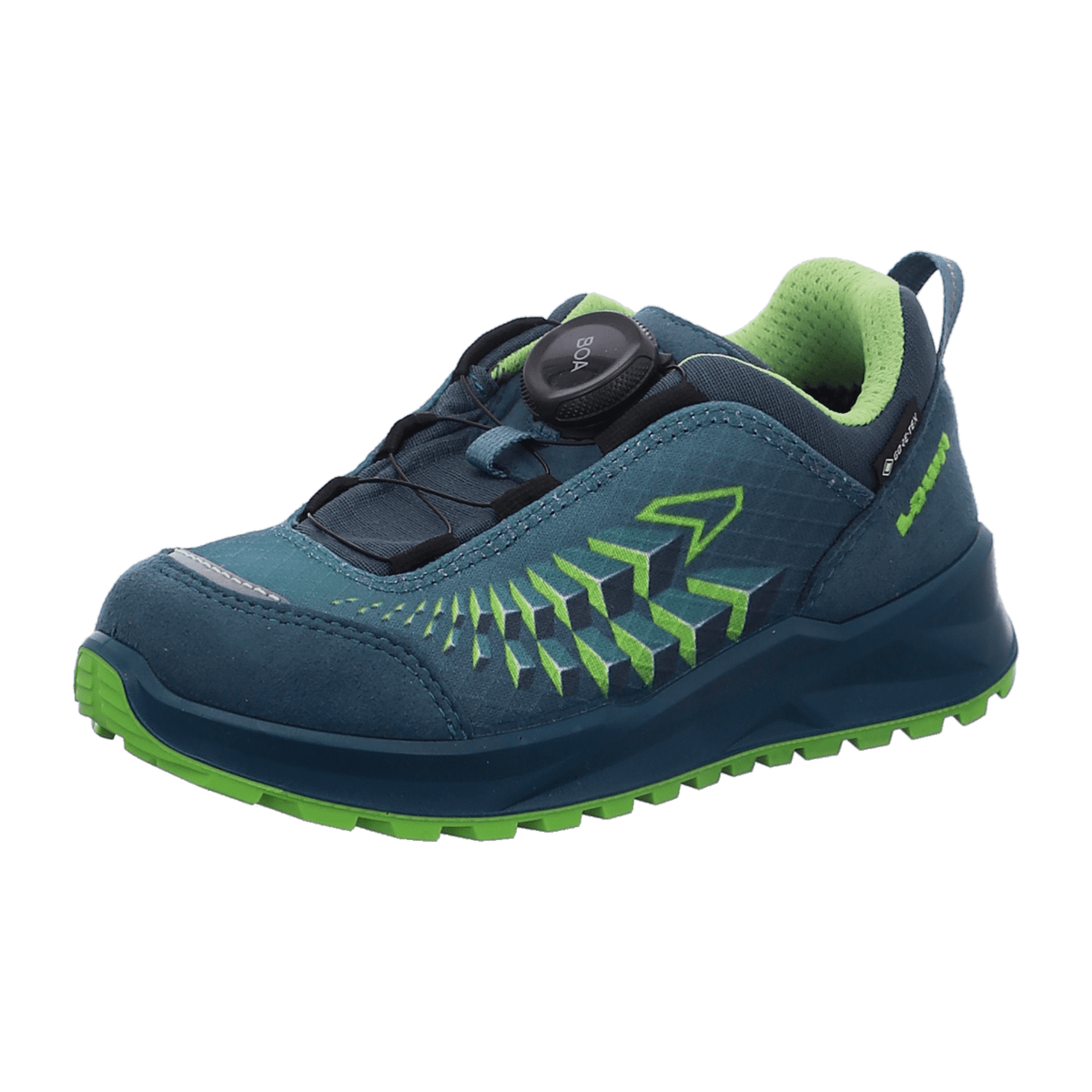 LOWA FERROX GTX LO JR Kids Trekking Shoes Petrol Limone Waterproof