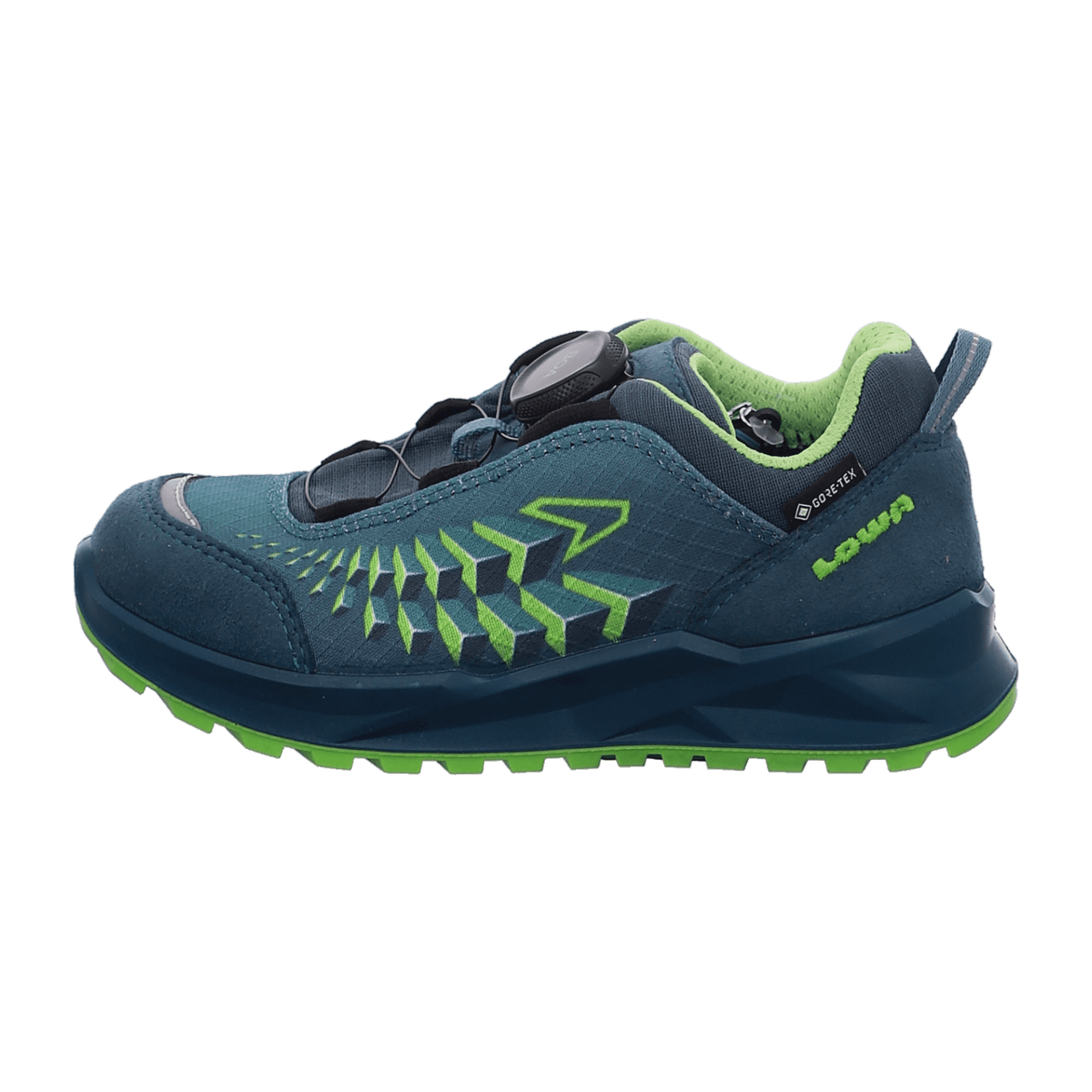 LOWA FERROX GTX LO JR Kids Trekking Shoes Petrol Limone Waterproof