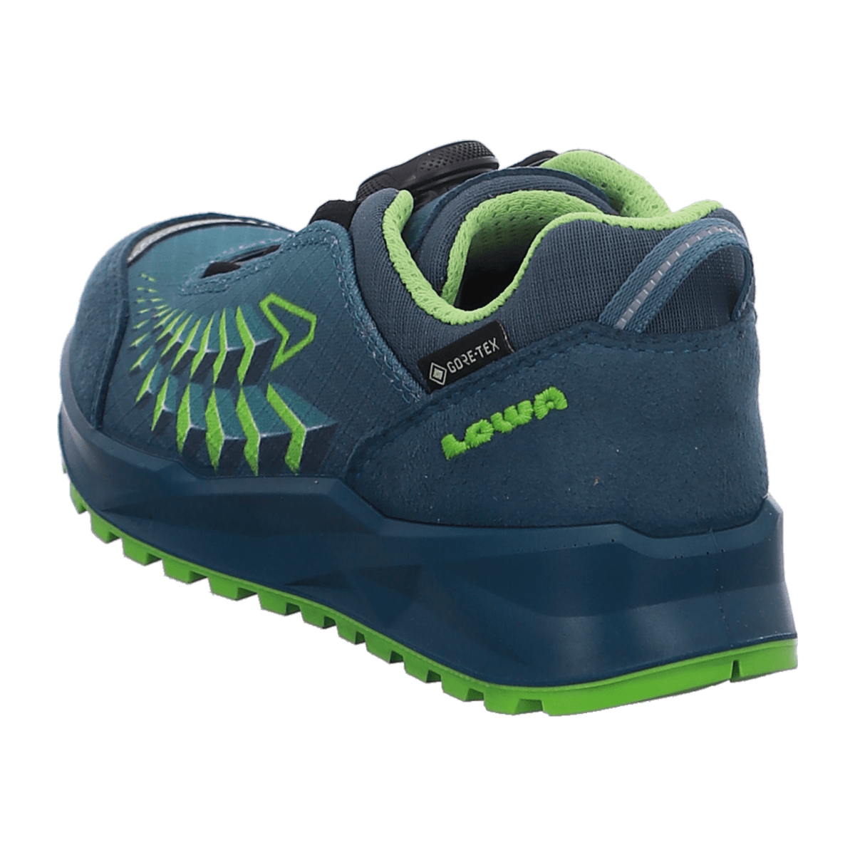 LOWA FERROX GTX LO JR Kids Trekking Shoes Petrol Limone Waterproof