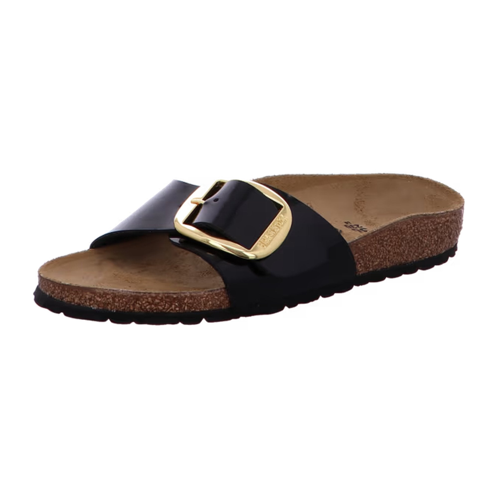 Birkenstock Madrid Big Buckle BF Patent Black Gold Fuchsia Fusion Sandals Slides