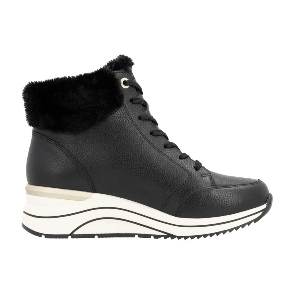 Remonte Women's High-Top Sneakers D0T77 Black Leather Water-Resistant
