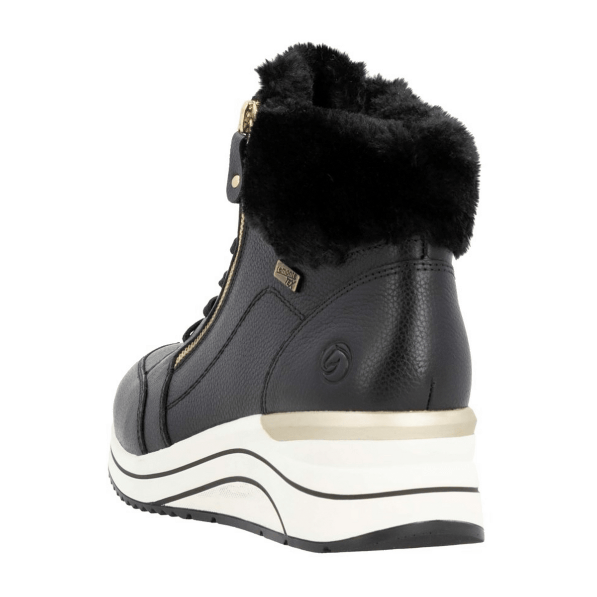 Remonte Women's High-Top Sneakers D0T77 Black Leather Water-Resistant