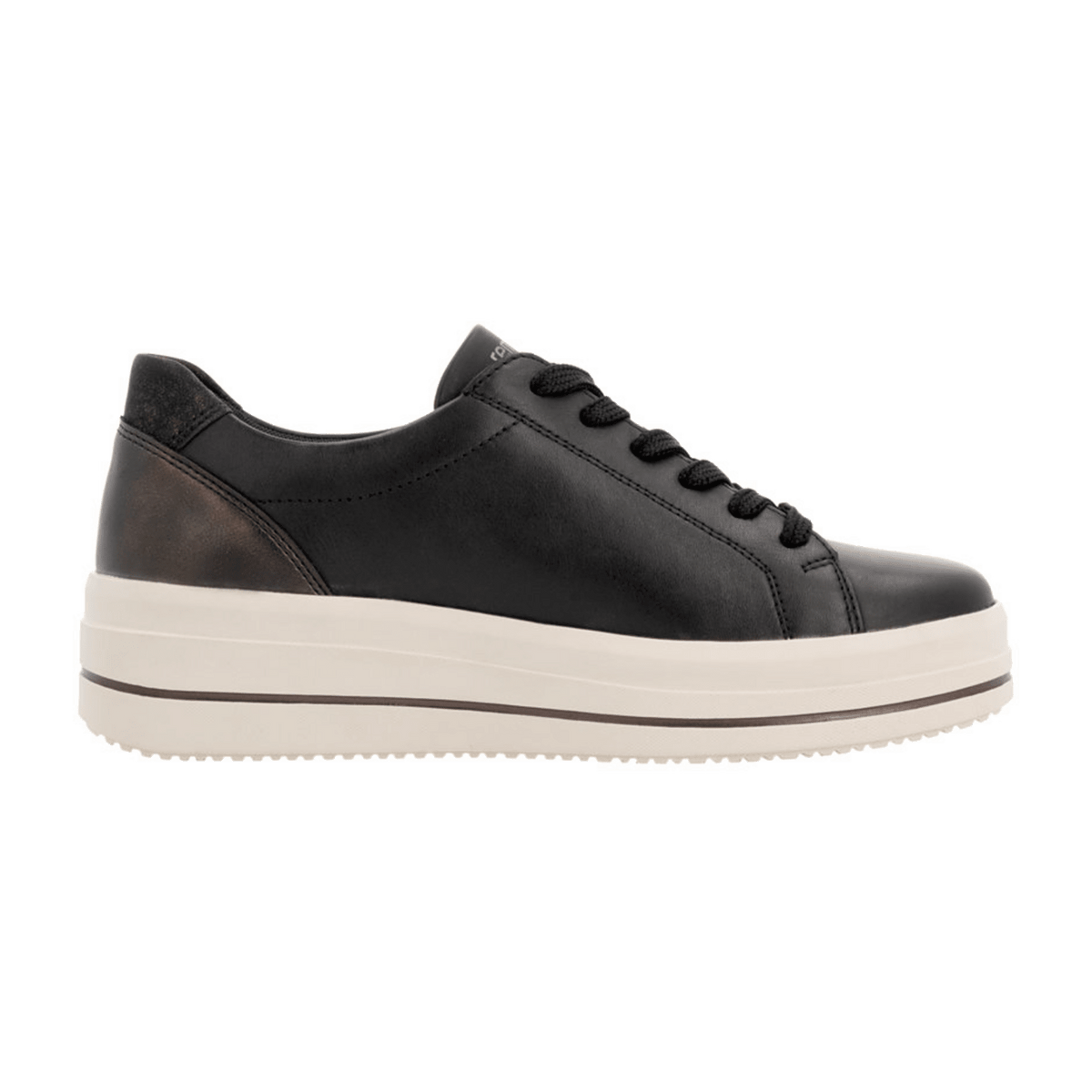 Remonte Women's Low-Top Sneakers Black Leather with Side Zip