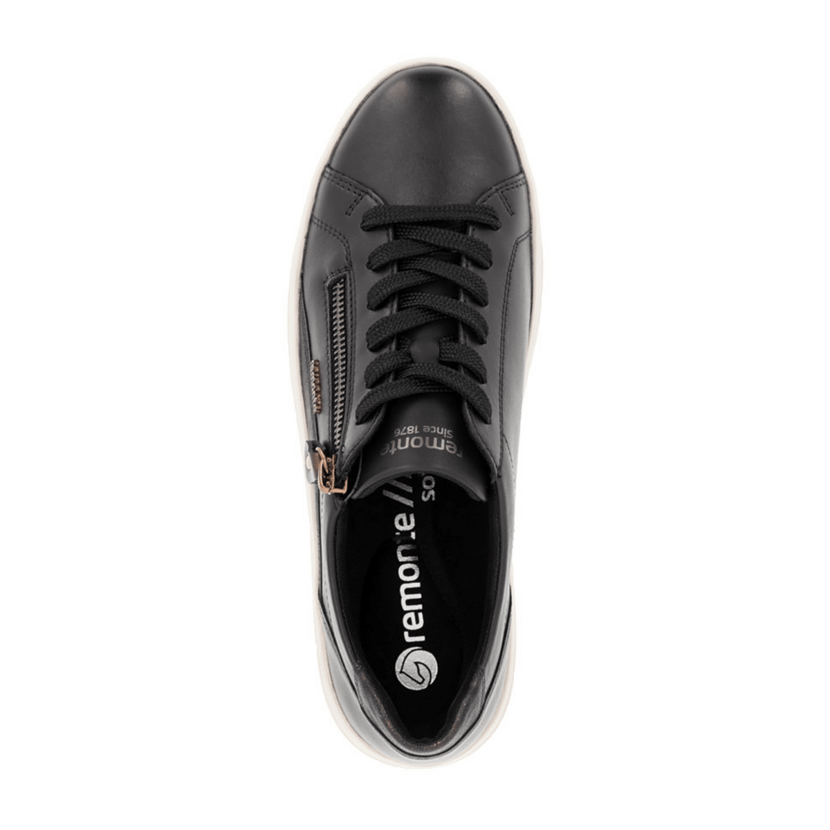 Remonte Women's Low-Top Sneakers Black Leather with Side Zip