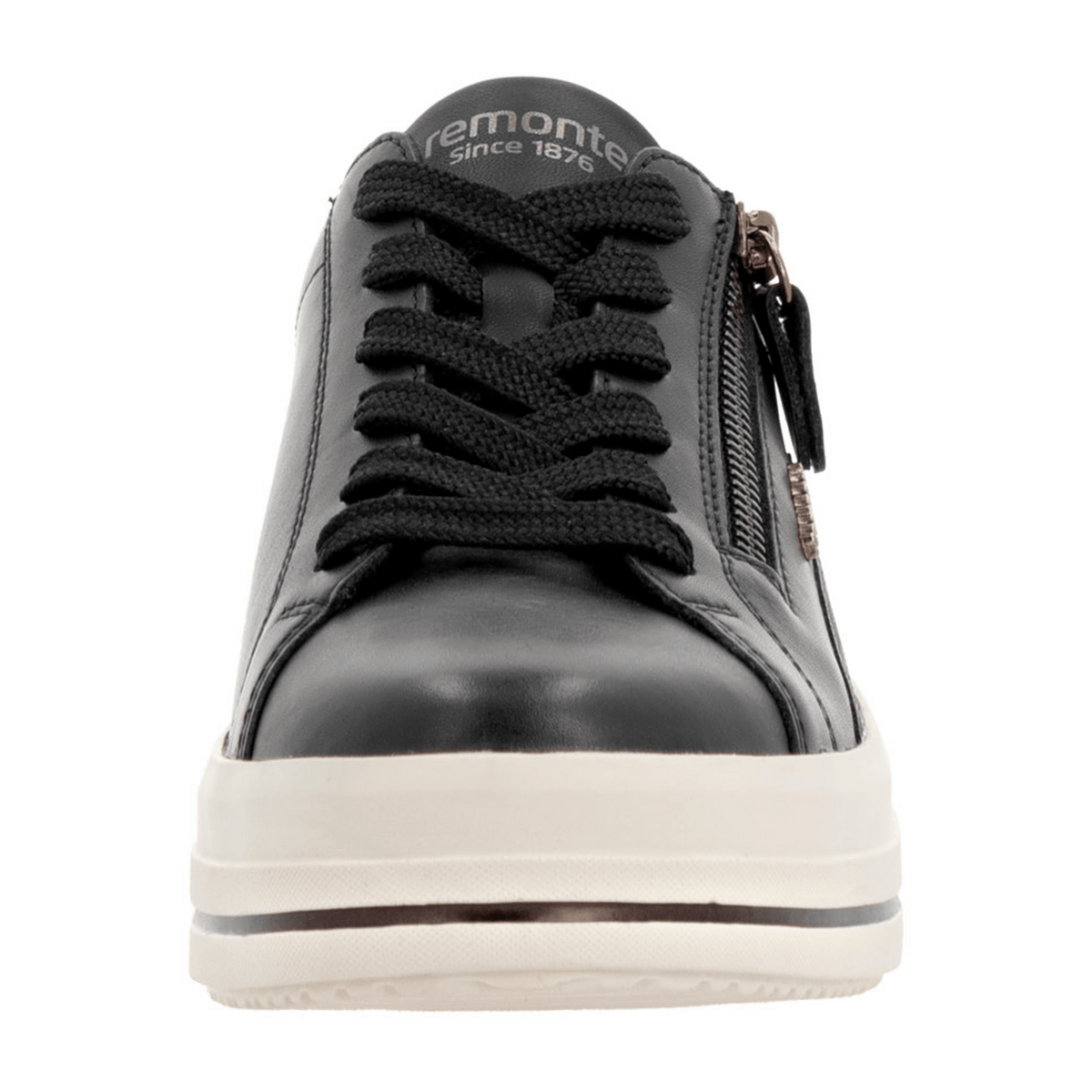 Remonte Women's Low-Top Sneakers Black Leather with Side Zip