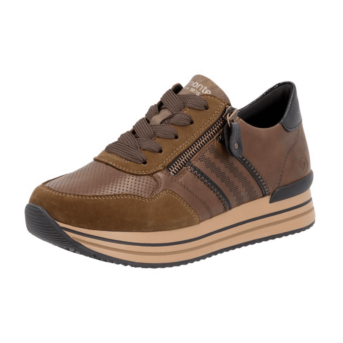 Remonte Women's D1318-22 Leather Sneakers Brown - Lightweight Comfort Shoes