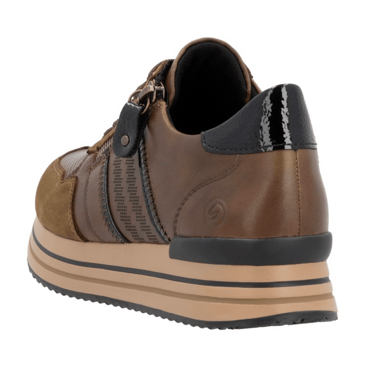 Remonte Women's D1318-22 Leather Sneakers Brown - Lightweight Comfort Shoes