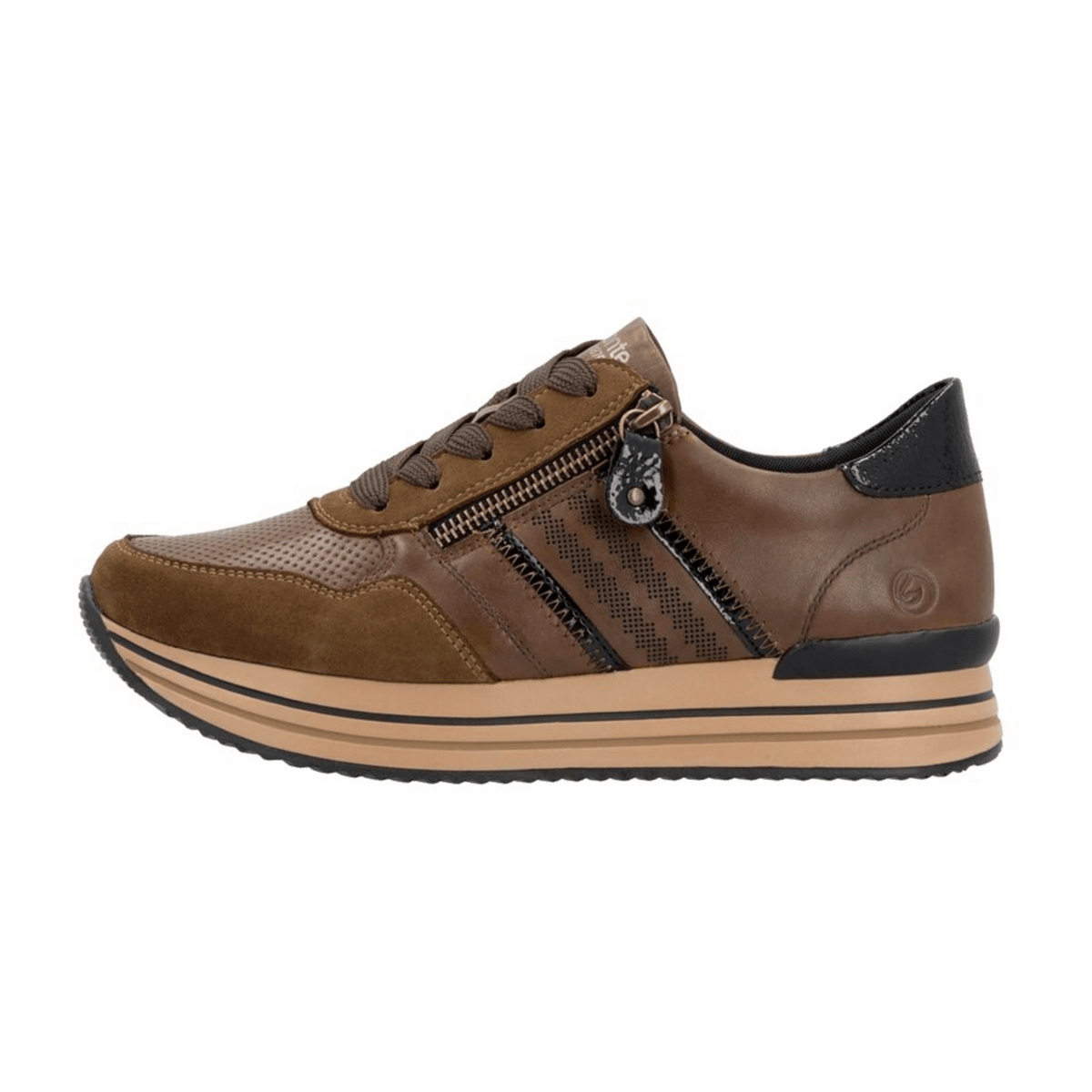 Remonte Women's D1318-22 Leather Sneakers Brown - Lightweight Comfort Shoes