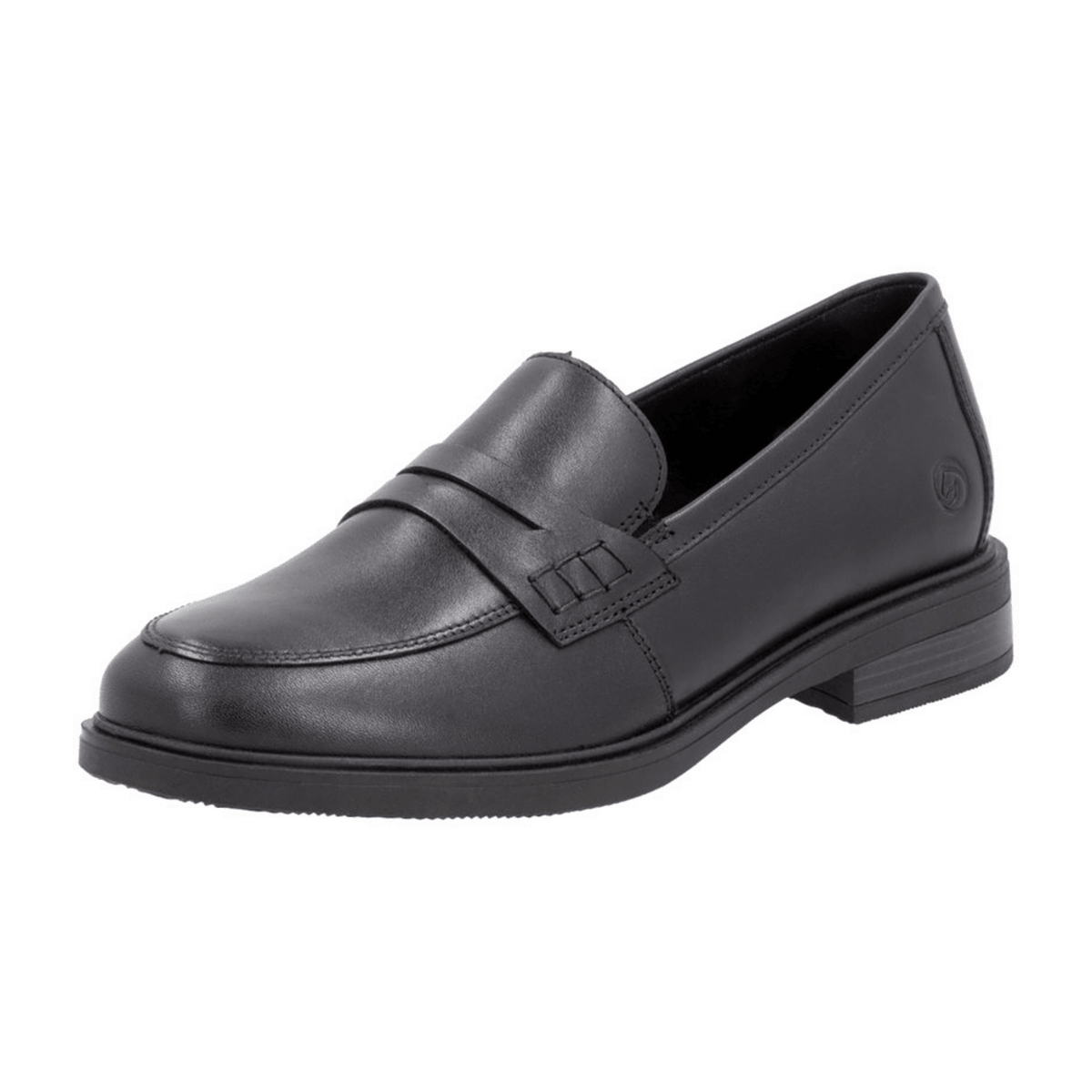 Remonte Women's Loafers - Black Leather Shoes with Removable Insole