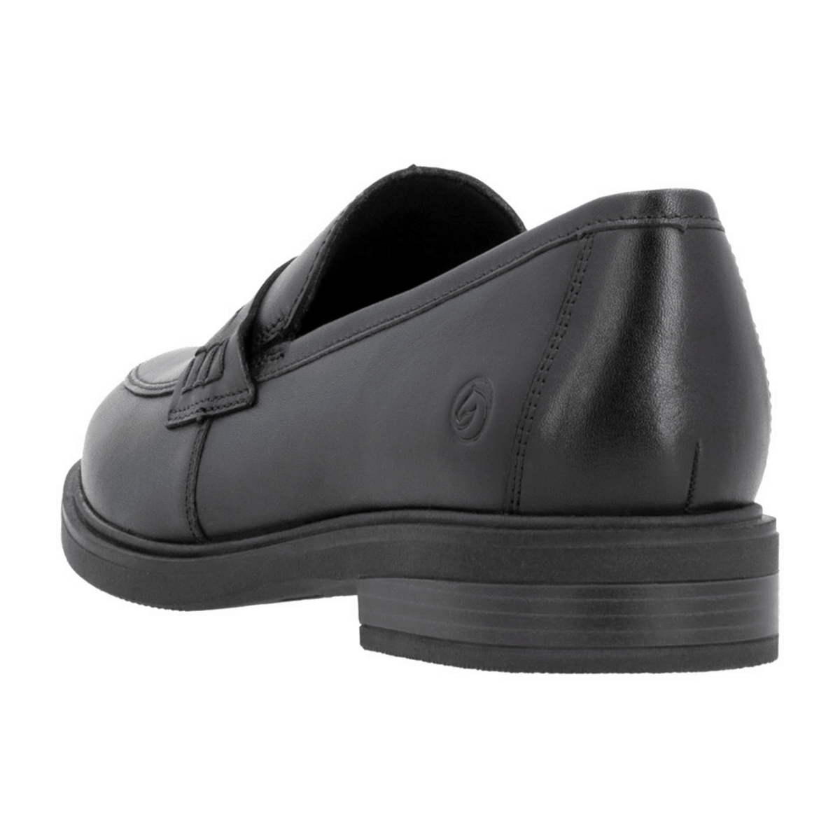 Remonte Women's Loafers - Black Leather Shoes with Removable Insole