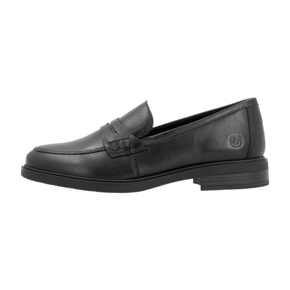 Remonte Women's Loafers - Black Leather Shoes with Removable Insole