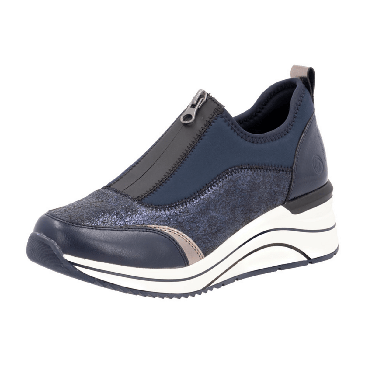 Remonte Women's Low-Top Sneakers Blue Faux Wide Fit