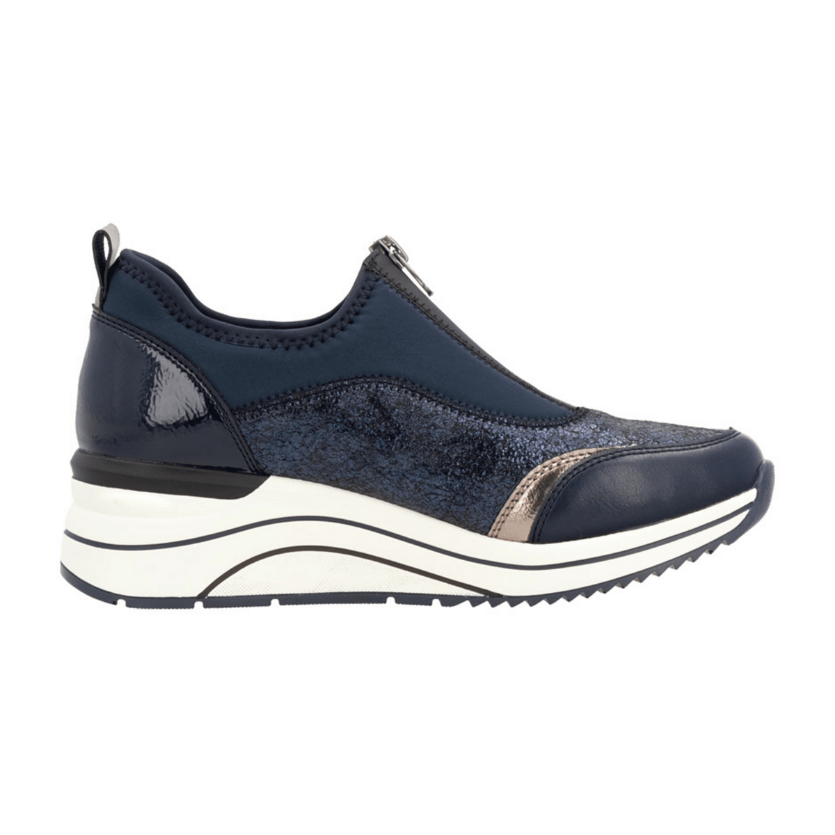 Remonte Women's Low-Top Sneakers Blue Faux Wide Fit