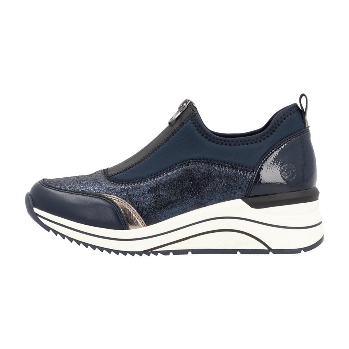 Remonte Women's Low-Top Sneakers Blue Faux Wide Fit