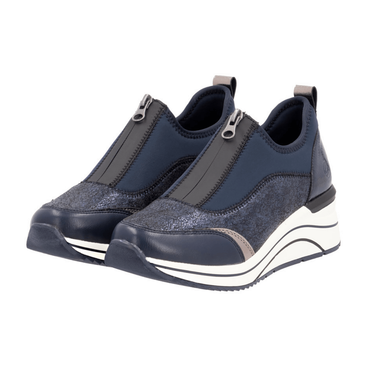 Remonte Women's Low-Top Sneakers Blue Faux Wide Fit