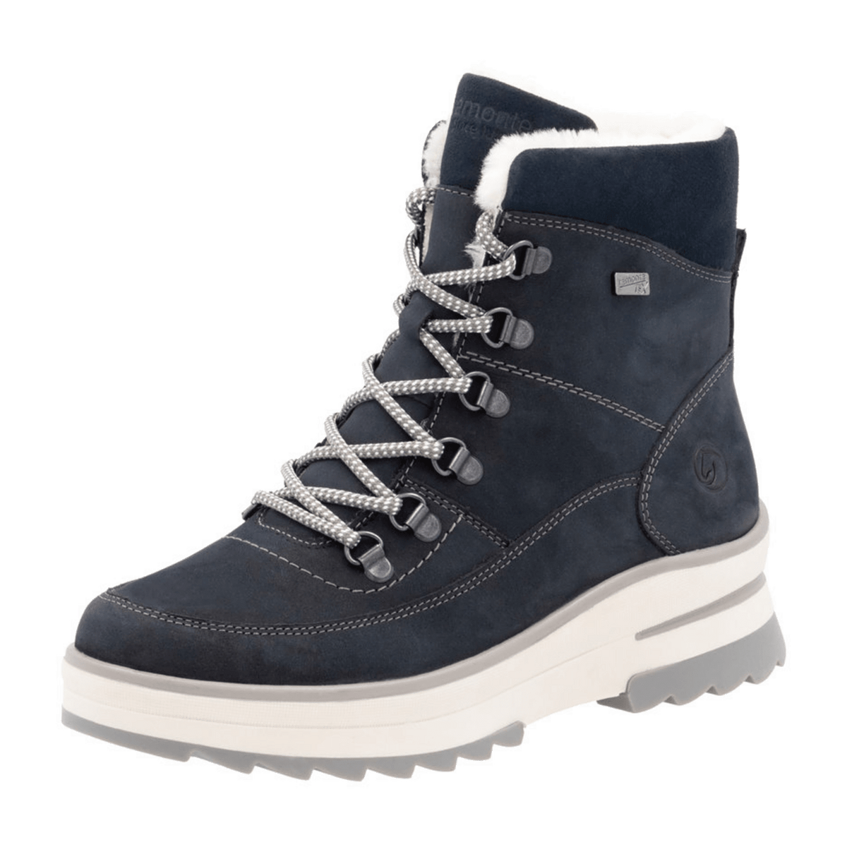 Remonte Women's Ankle Boots Blue Suede Water-Repellent Warm Lined