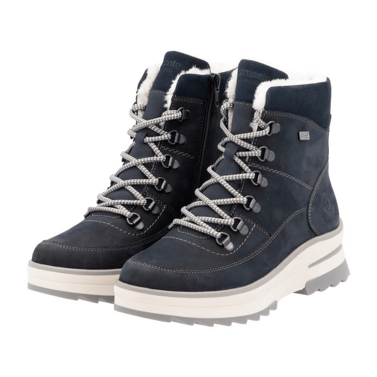 Remonte Women's Ankle Boots Blue Suede Water-Repellent Warm Lined