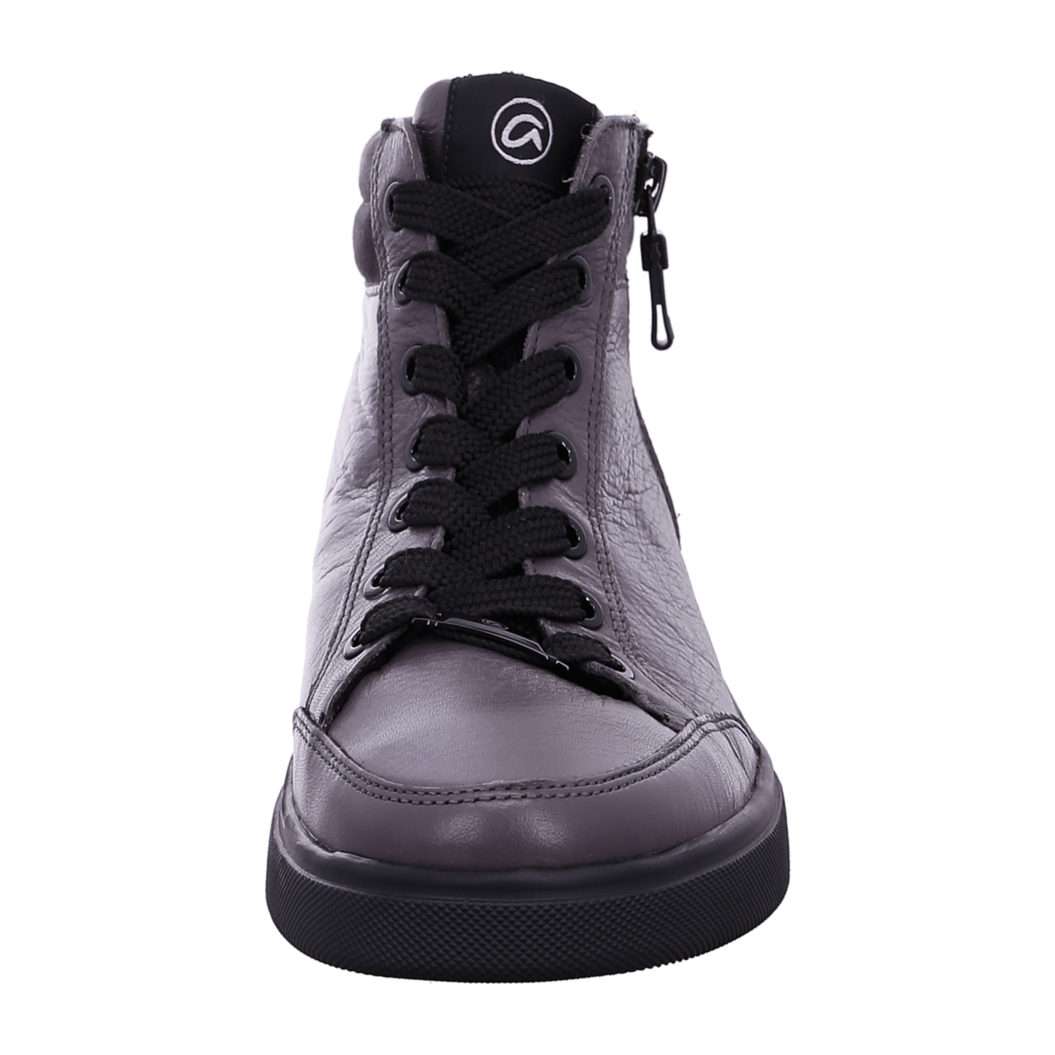Ara Rom-Sport Mid-Cut Sneakers for Women in Grey Smooth Leather with Lace-Up Closure and Round Toe