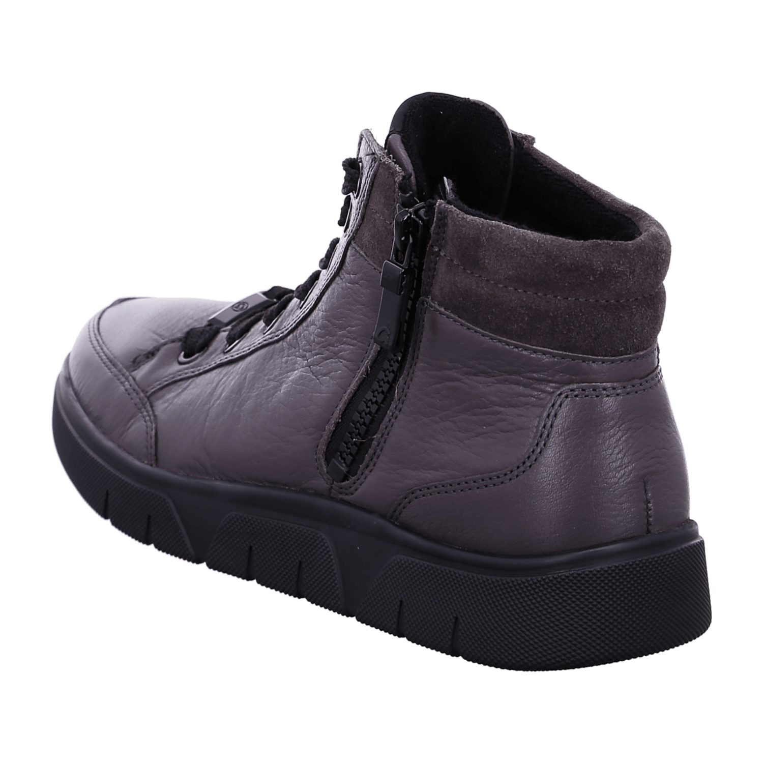Ara Rom-Sport Mid-Cut Sneakers for Women in Grey Smooth Leather with Lace-Up Closure and Round Toe