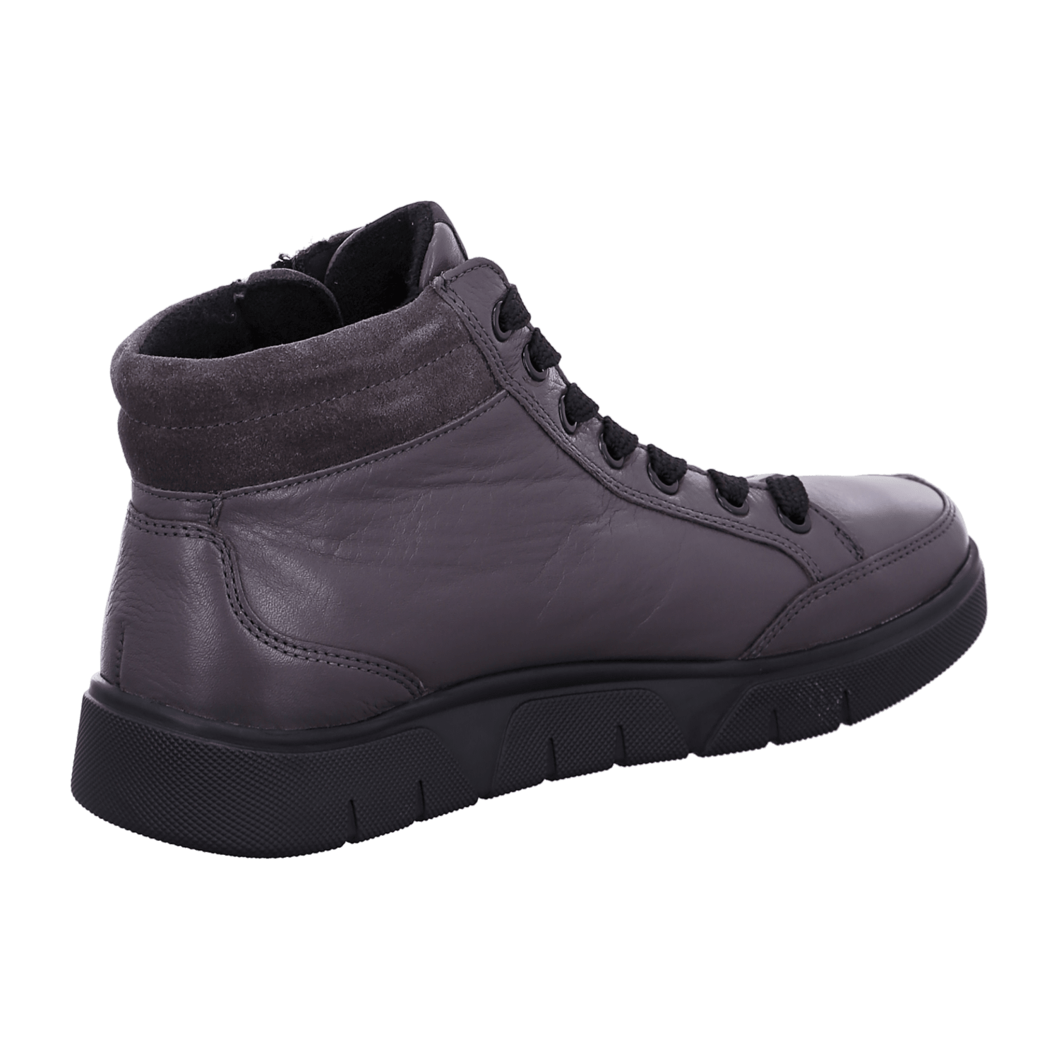 Ara Rom-Sport Mid-Cut Sneakers for Women in Grey Smooth Leather with Lace-Up Closure and Round Toe