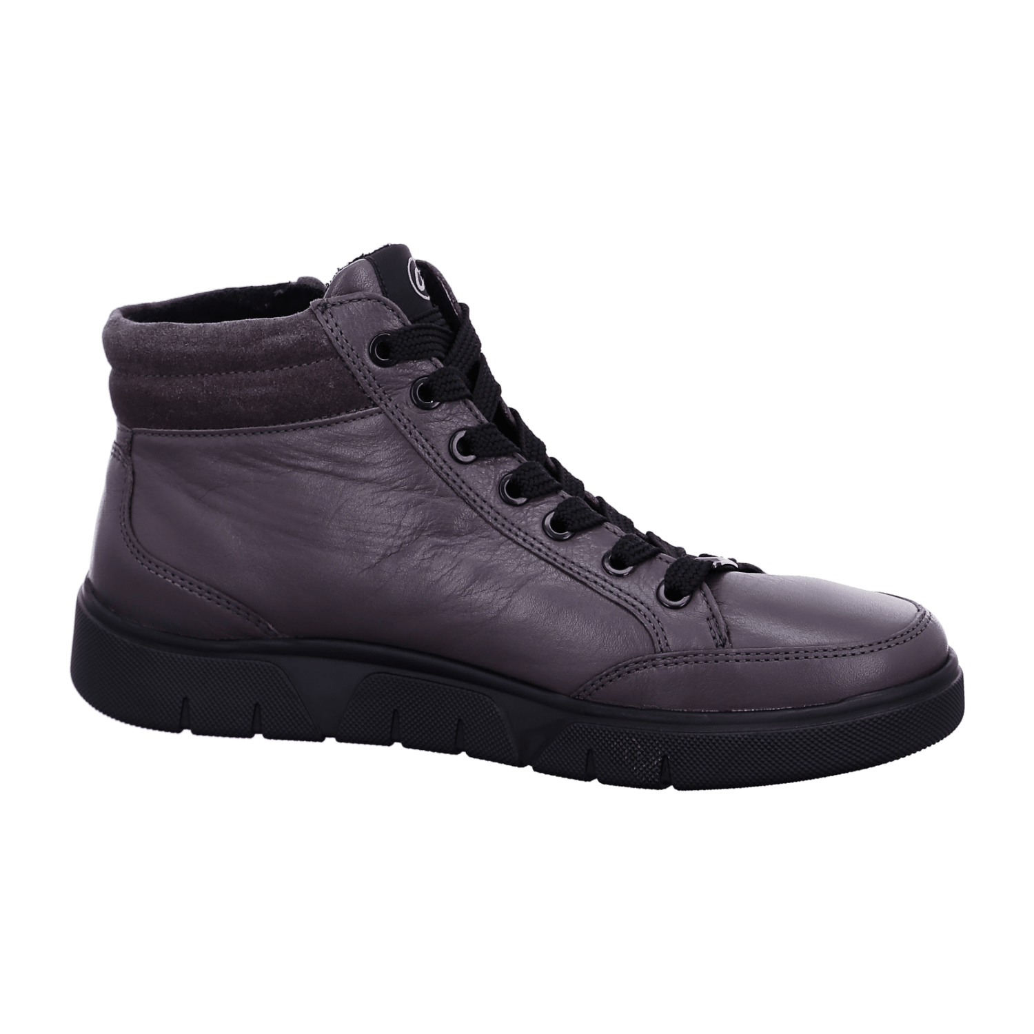 Ara Rom-Sport Mid-Cut Sneakers for Women in Grey Smooth Leather with Lace-Up Closure and Round Toe