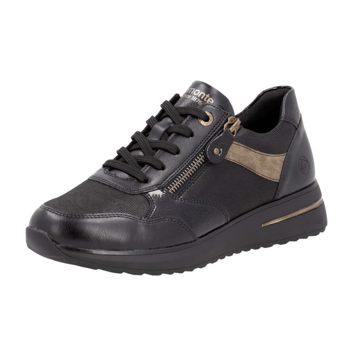 Remonte Women's Low-Top Trainers Black Brown Faux Leather