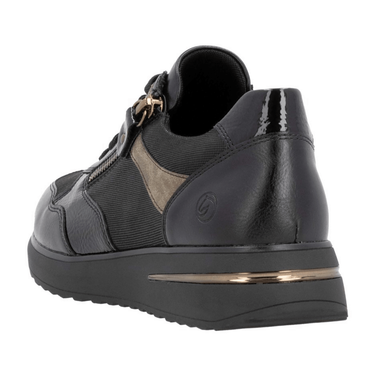 Remonte Women's Low-Top Trainers Black Brown Faux Leather