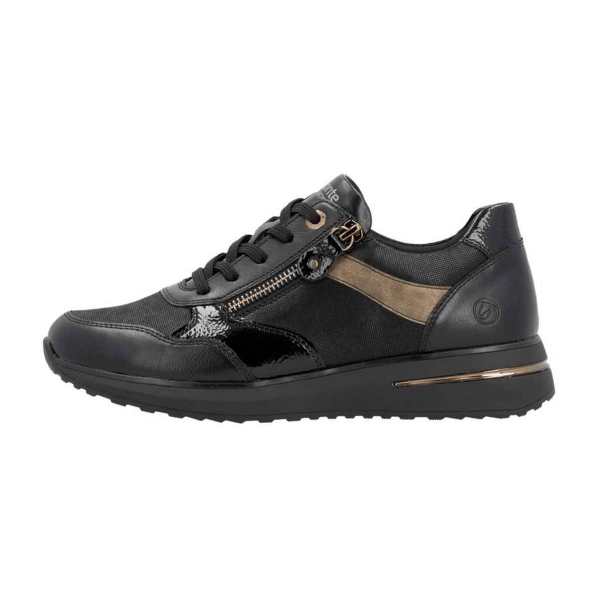 Remonte Women's Low-Top Trainers Black Brown Faux Leather