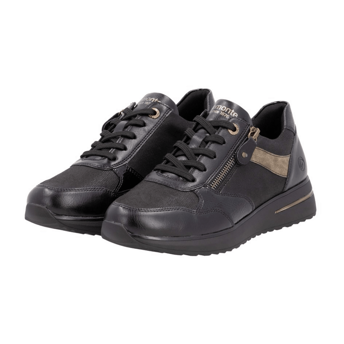 Remonte Women's Low-Top Trainers Black Brown Faux Leather