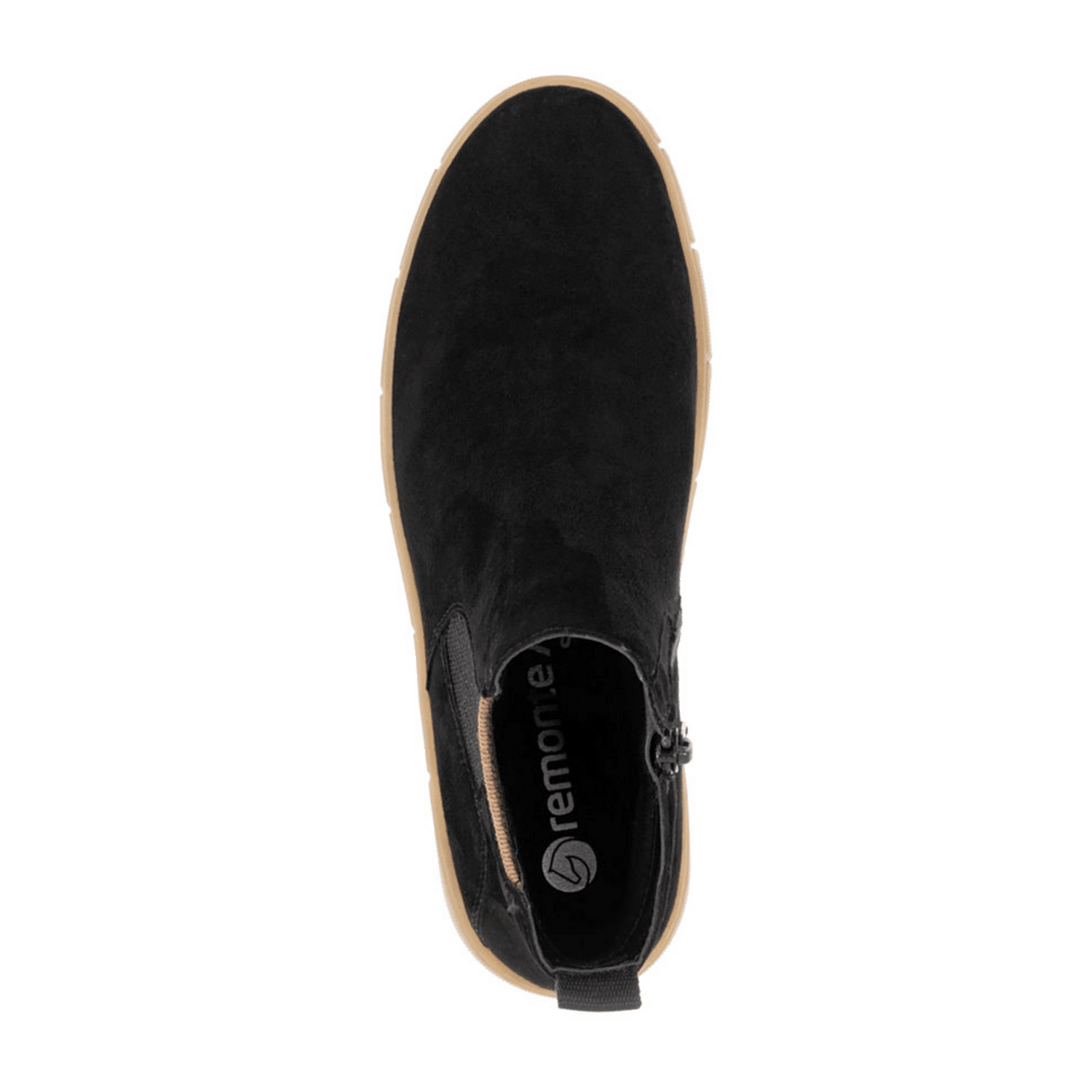 Remonte Women's Chelsea Boots D1T71 - Black Suede Ankle Boots with Zip
