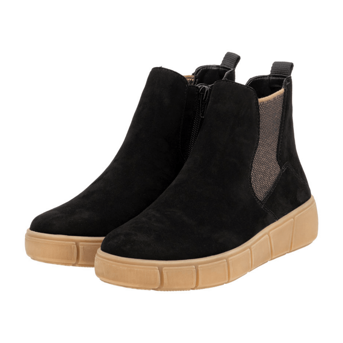 Remonte Women's Chelsea Boots D1T71 - Black Suede Ankle Boots with Zip
