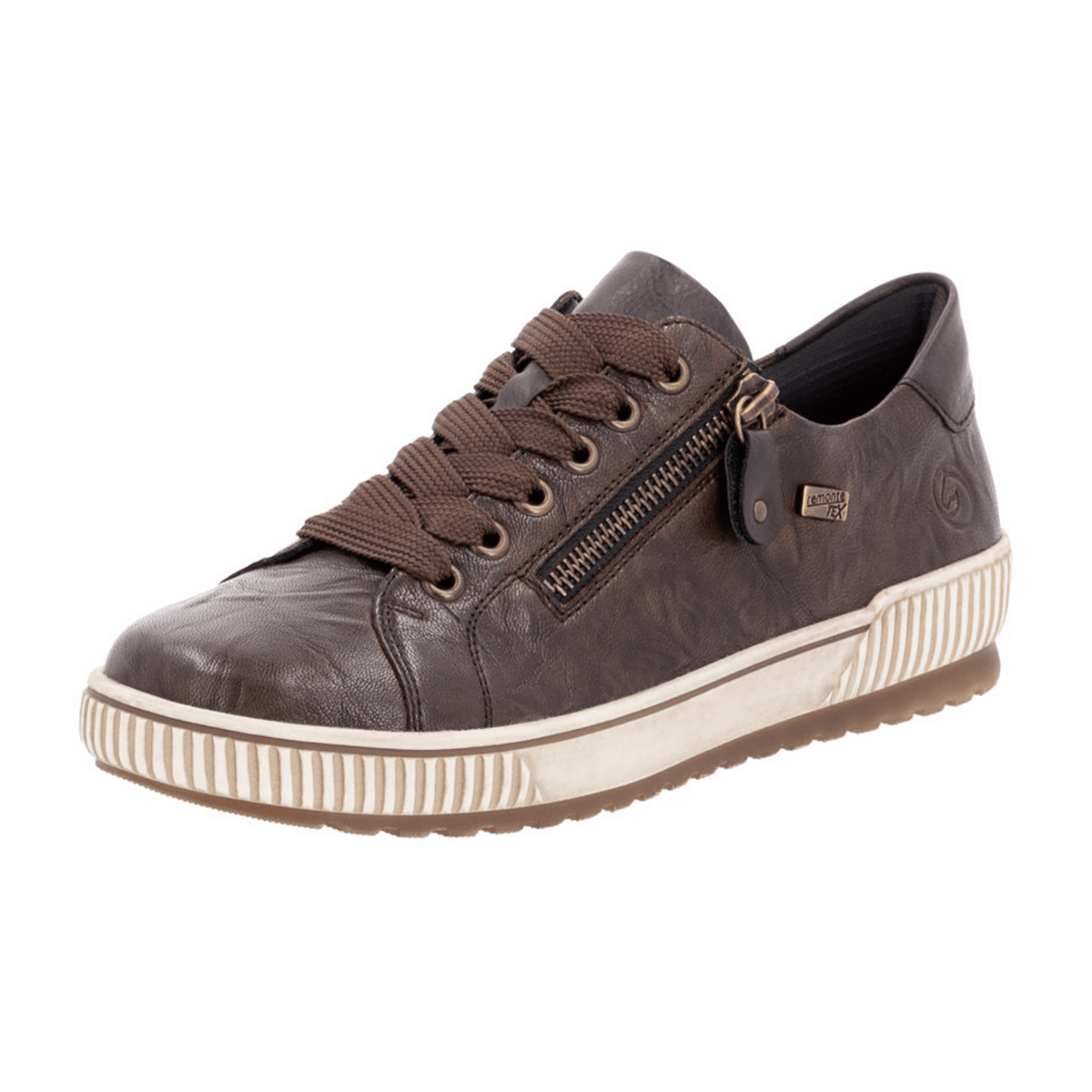 Remonte Women's D0700 Low-Top Sneakers - Brown Leather Water-Resistant