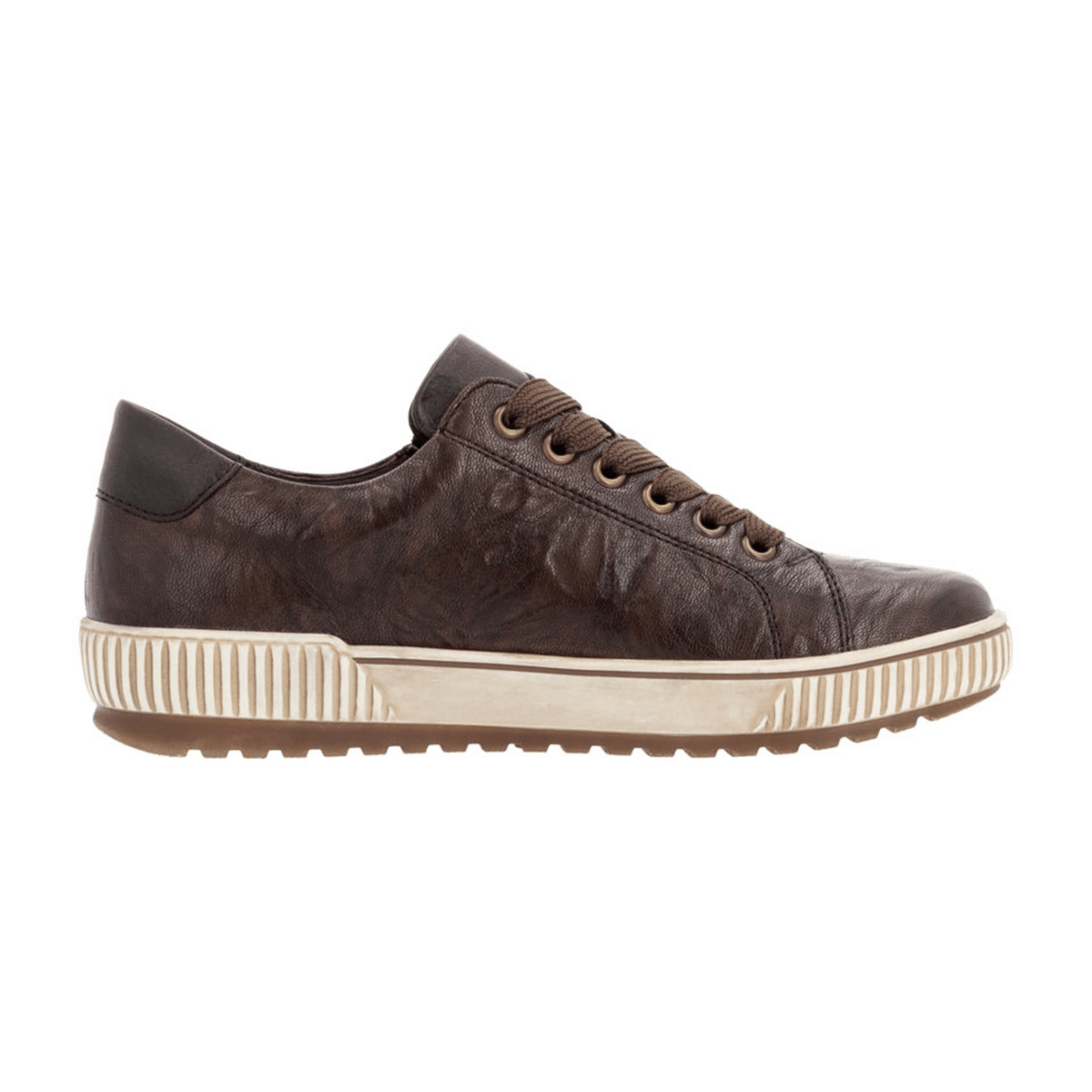 Remonte Women's D0700 Low-Top Sneakers - Brown Leather Water-Resistant