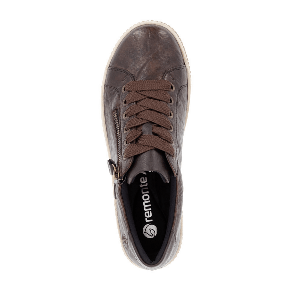 Remonte Women's D0700 Low-Top Sneakers - Brown Leather Water-Resistant