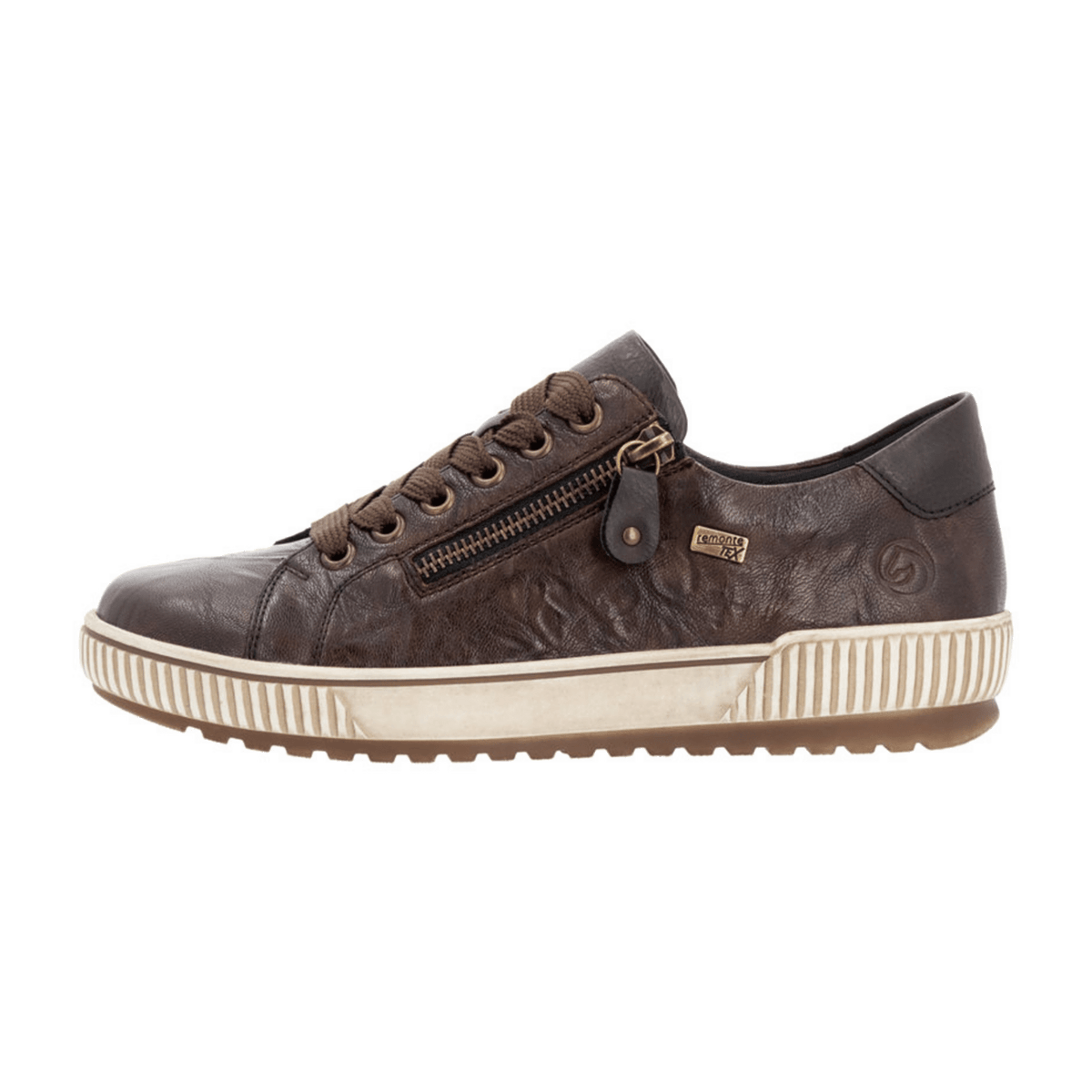 Remonte Women's D0700 Low-Top Sneakers - Brown Leather Water-Resistant