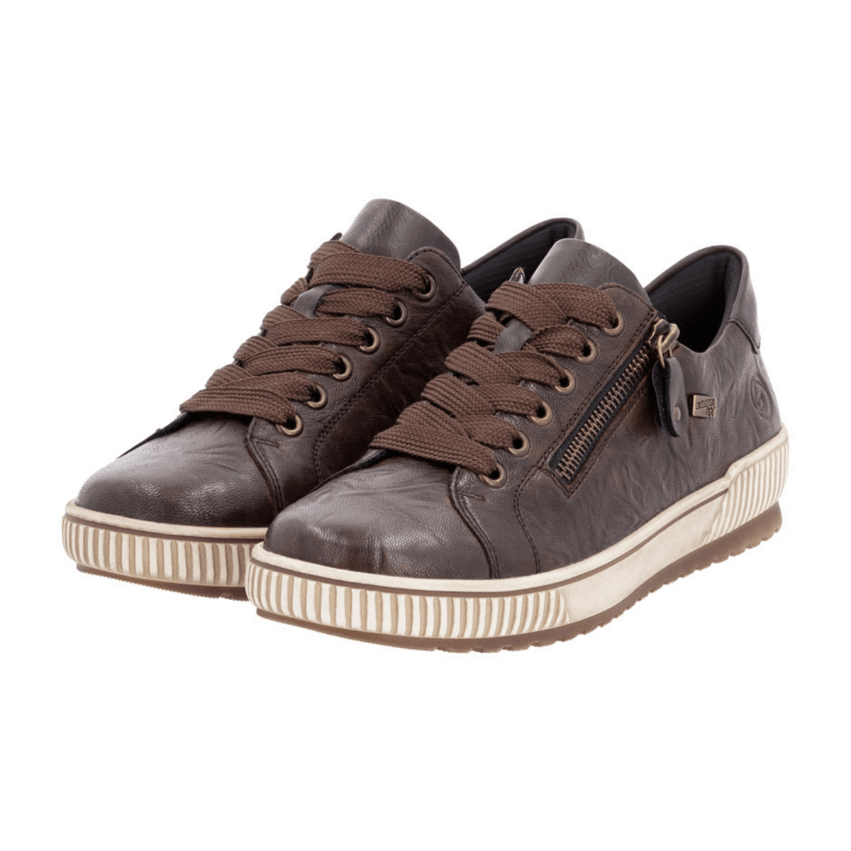 Remonte Women's D0700 Low-Top Sneakers - Brown Leather Water-Resistant
