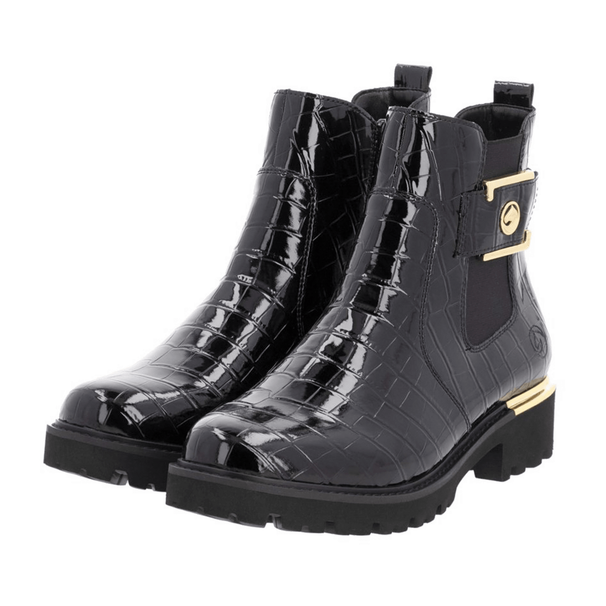 Remonte Women's Chelsea Boots D8684 - Black Slip-On Ankle Boots with Removable Insole
