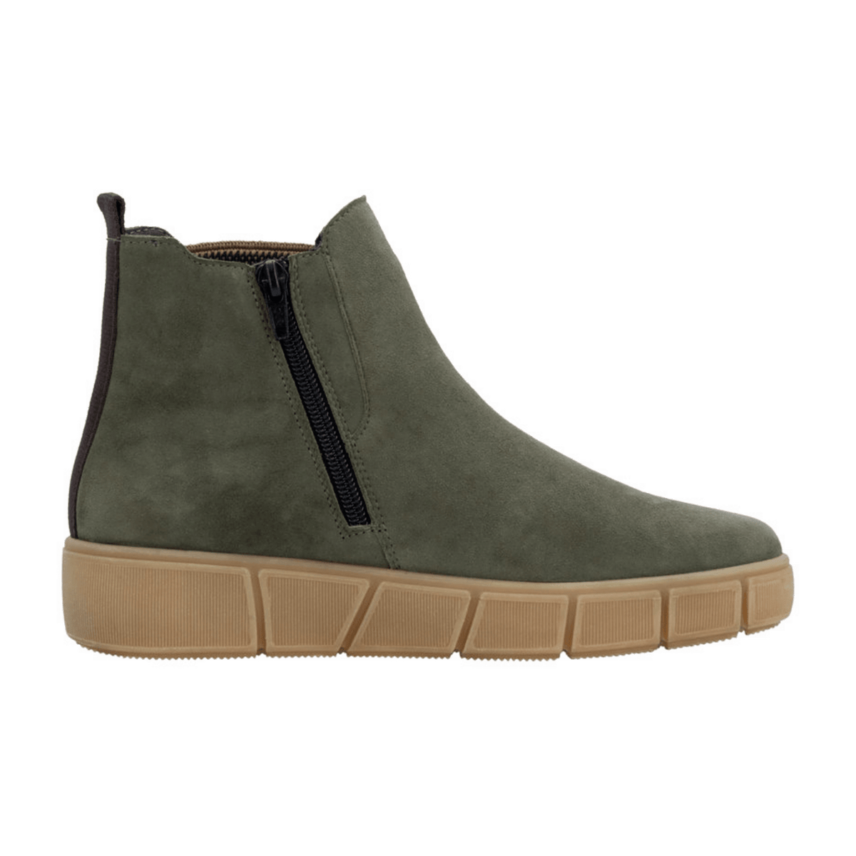Remonte Women's Chelsea Boots D1T71 - Green Suede Ankle Boots with Zip